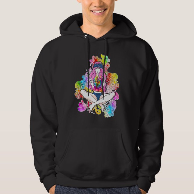 Hippie Flower Power Child Peace Girl T Party Festi Hoodie (Framsida)