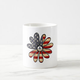 Hippie Flower Power Fredstecken American Flagga Kaffemugg