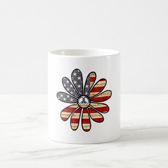 Hippie Flower Power Fredstecken American Flagga Kaffemugg (Center)