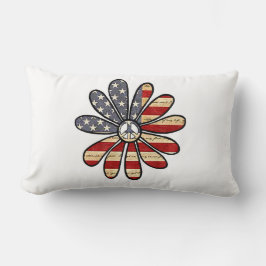 Hippie Flower Power Fredstecken American Flagga Lumbarkudde