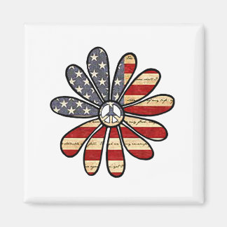 Hippie Flower Power Fredstecken American Flagga Magnet