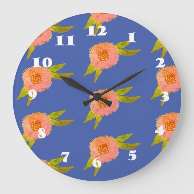 Hippie Flowers Large Clock Stor Klocka (Framsida)