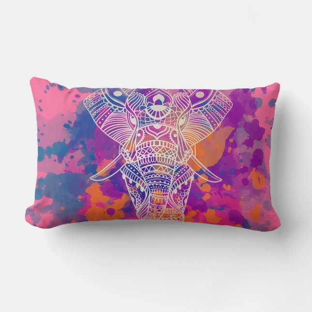 Hippie för Mandalaelefantbohem Lumbarkudde (Framsida)