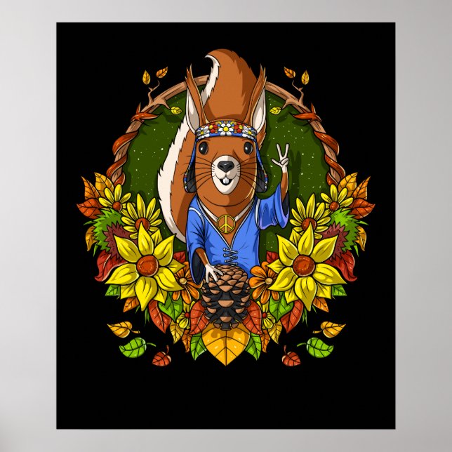 Hippie Forest Squirrel Poster (Framsidan)
