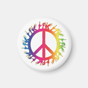 Hippie Fredssymbol Sextiotalet 60-Tal Tecken Magne Magnet