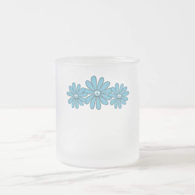 Hippie Fredstecken Flower Aqua Frostad Glasmugg (Center)