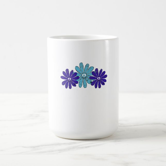 Hippie Fredstecken Flower Power Aqua Lila Magisk Mugg (Center)