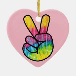 Hippie fredstecken porcelain-prydnadsföremål julgransprydnad keramik