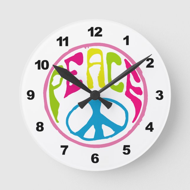 Hippie-Fredstecken Rund Klocka (Framsida)
