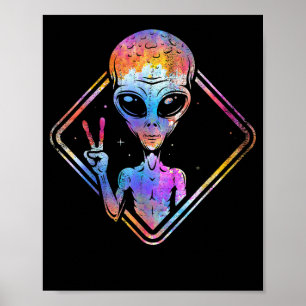 Hippie Fredstecken Rymden Gift Alien Poster