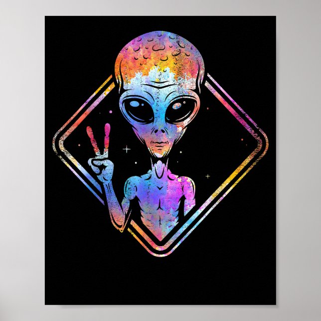 Hippie Fredstecken Rymden Gift Alien Poster (Framsidan)