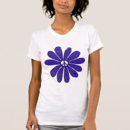 HIppie-Fredsteckenet Flower Lila Distress-utseende T Shirt