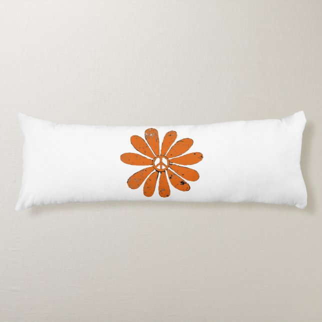 Hippie-Fredsteckenets nedre Orange Distress-utseen Kroppskudde (Framsidan)