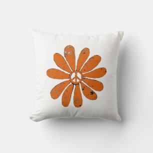 Hippie-Fredsteckenets nedre Orange Distress-utseen Kudde