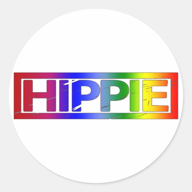 Hippie Frimärke Runt Klistermärke (Framsida)