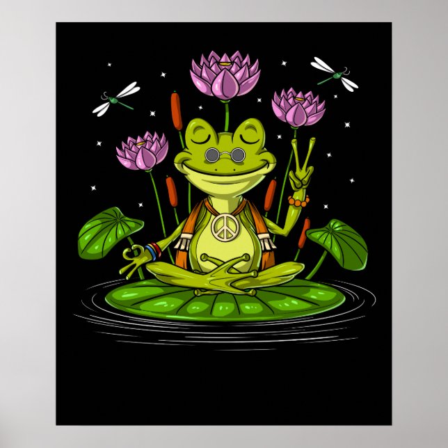 Hippie Frog Meditation Poster (Framsidan)