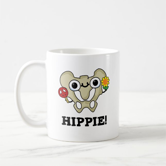 Hippie Funny Hip Bone Pun Kaffemugg (Vänster)