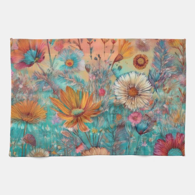 Hippie Garden Sunrise Kitchen Towel Kökshandduk (Horisontell)