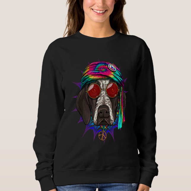 Hippie German Shorthaired Pointer Tie Dye Peace Si T Shirt (Framsida)