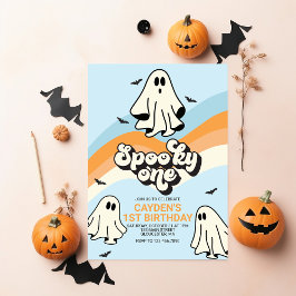 HIPPIE Ghost retro Halloween Spooky One blue Inbjudningar
