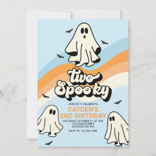 HIPPIE Ghost retro Halloween Spooky Vibes Blue Inbjudningar