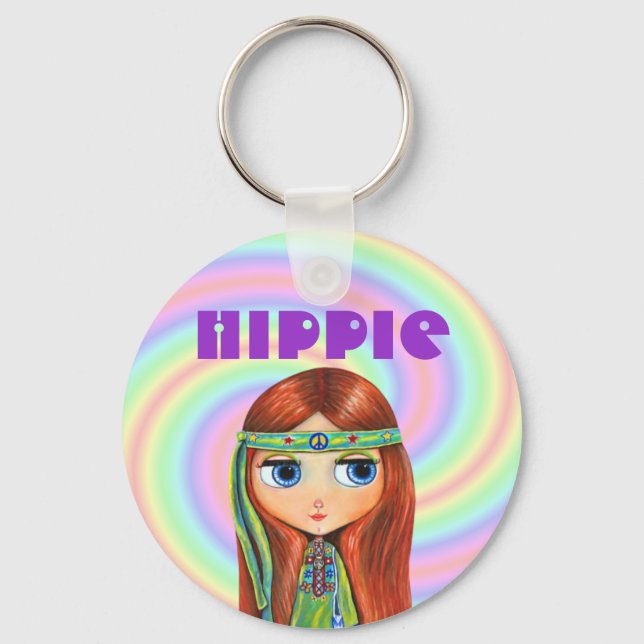 Hippie Girl Keychain Nyckelring (Framsida)