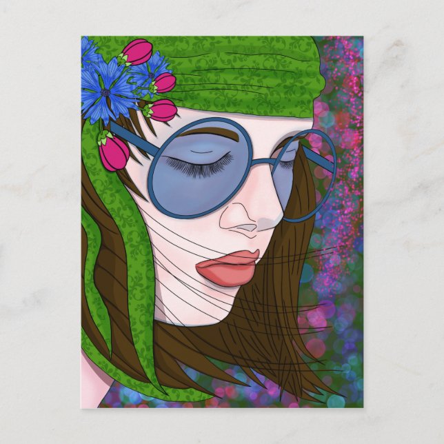 Hippie Girl Lifestyle Vykort (Framsida)