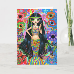Hippie Girl Sjöjungfru Card Kort