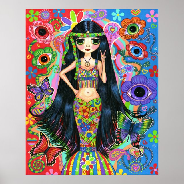 Hippie Girl Sjöjungfru Poster (Framsidan)