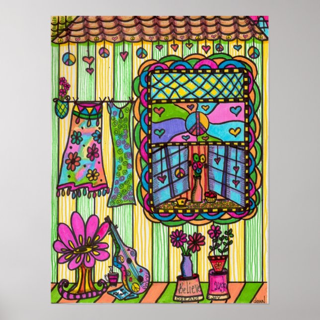 Hippie Girl's Front Porch Poster (Framsidan)