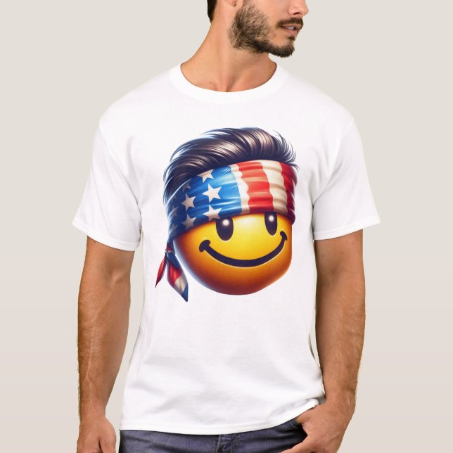 Hippie Glad Smiley Ansikte T Shirt (Framsida)