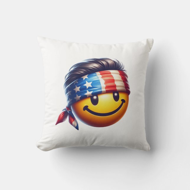 Hippie Glad Smiley Kudde (Framsida)