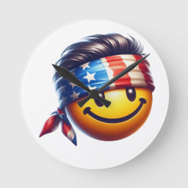 Hippie Glad Smiley Rund Klocka