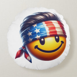 Hippie Glad Smiley Rund Kudde