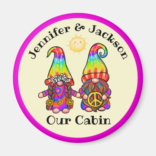 Hippie Gnome Couple Cruise Door Marker Magnet (Framsidan)