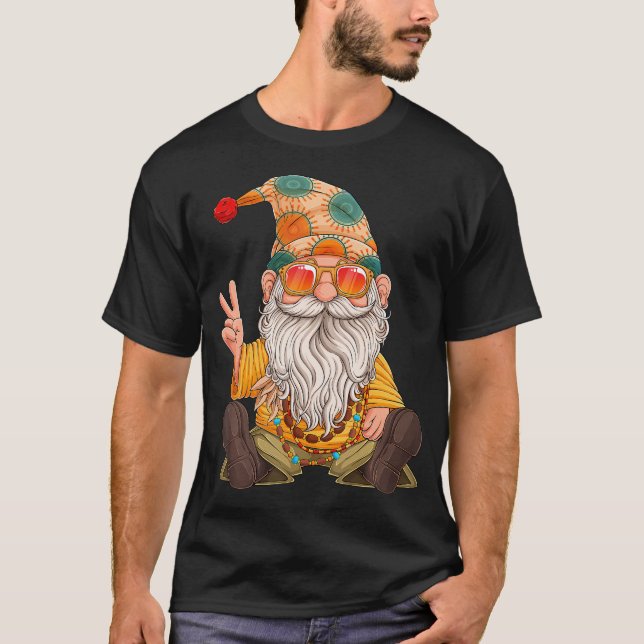 Hippie Gnome Fredstecken Gnomes Älskare T Shirt (Framsida)