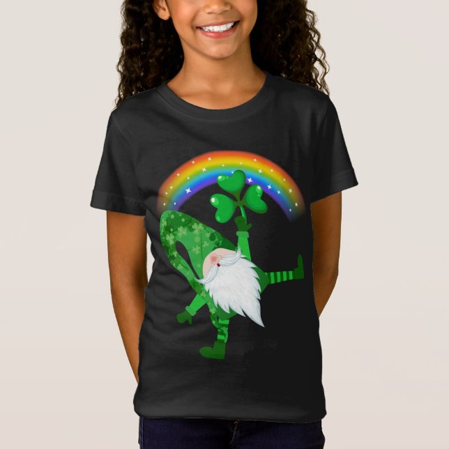 Hippie Gnomes St patrick's day Hippie Klöver T Shirt (Framsida)