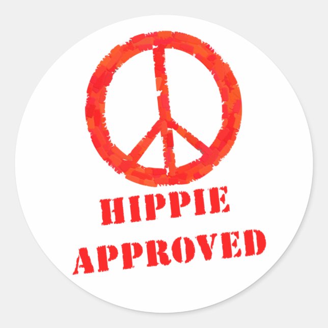 Hippie godkänd runt klistermärke (Framsida)