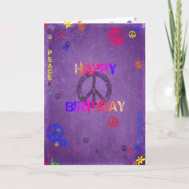 Hippie Grattis på födelsedagen Card-Lila Kort (Framsida)