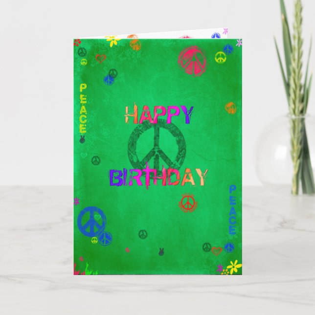 Hippie Grattis på födelsedagen-kort Kort (Framsida)
