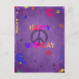 Hippie Grattis på födelsedagen vykort i Lila