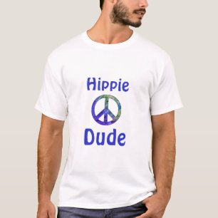 Hippie-Grönt Blåfärgad färgskalsfärgning, Fredstec T Shirt
