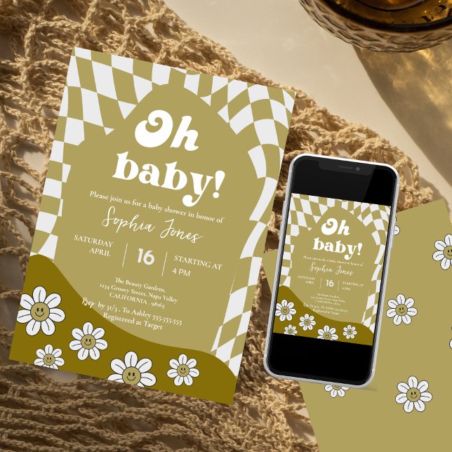 Hippie-Grönten har kontrollerats | Gingham | Babyd Inbjudningar (Skapare uppladdad)