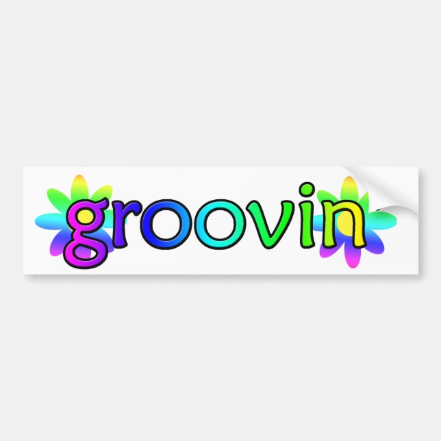 Hippie Groovin Bumper Sticker Bildekal (Framsidan)
