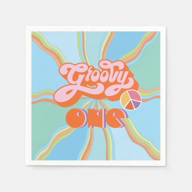 Hippie Groovy En Födelsedagsfest Pappersservett (Framsidan)