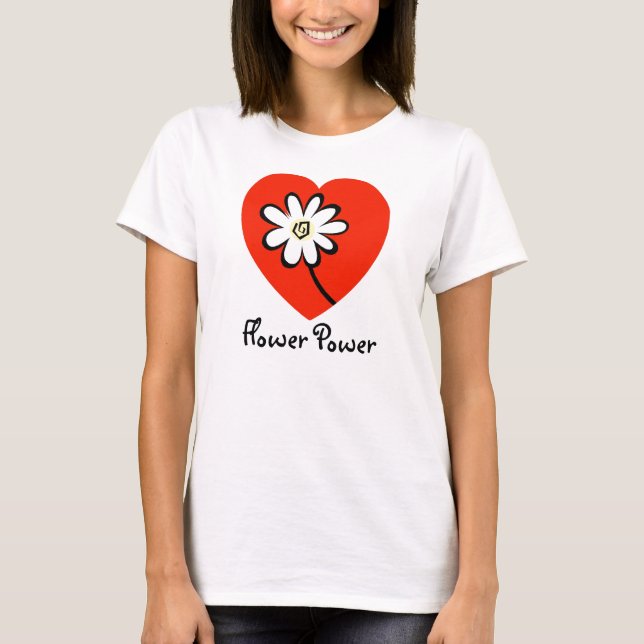 Hippie Groovy Flower Power T-Shirt (Framsida)