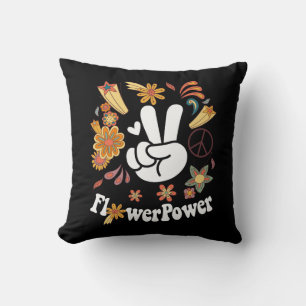 Hippie Groovy FlowerPower Woodstock Bohemian Peace Kudde
