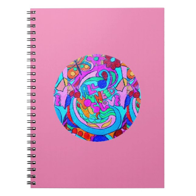 hippie groovy kärlek anteckningsbok med spiral (Framsidan)