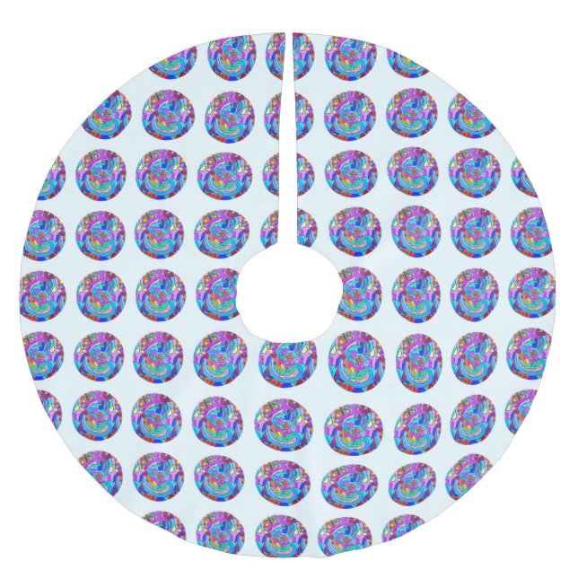 Hippie groovy kärlek circles julgransmatta borstad polyester (Framsidan)