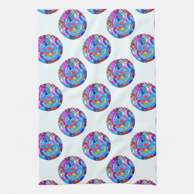 Hippie groovy kärlek circles kökshandduk (Vertikal)